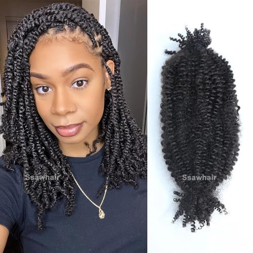 Afro Kinky Curly Human Hair Bulk Springy Twist Hair Extensions For Twist Braiding Locs Hair Pre-Separated Springy Afro Twist Human Hair Extensions 20 Inch 200g