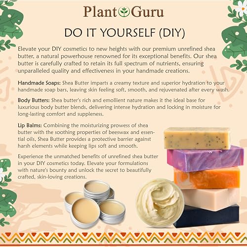 Raw African Shea Butter 2 lbs. Bar 100% Pure Natural Unrefined IVORY - Imported From Ghana - Ideal Moisturizer For Dry Skin, Body, Face And Hair Growth. Great For DIY Soap and Lip Balm Making.
