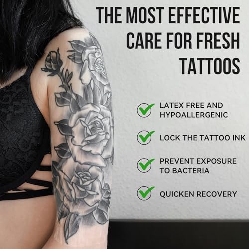 Tatoo Aftercare Second Skin Tattoo Cover Up Patch - 6 Inches x 2 Yards Tattoo Wrap, Breathable, Waterproof, Transparent, Latex-Free Film, Protective Tape for Skin Recovery