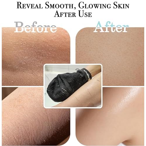 Exfoliating Gloves (3 Pcs) ? Korean Body Scrubber Mitt for Shower & Bath, Deep Cleansing & Dead Skin Remover, Multi-Texture Exfoliator for Smooth & Glowing Skin