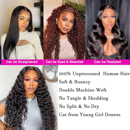 Water Wave Bundles Human Hair Brazilian Virgin Water Wave 4 Bundles Curly Wave Bundles Wet and Wavy Water Wave Bundles for Black Women Water curly Ocean Wave Bundles 22 24 26 28in