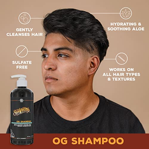 Suavecito Hair & Body Essentials 4 Piece Set - Includes Styling Pomade, Moisturizing Body Soap Bar, Hydrating Shampoo & Nourishing Conditioner