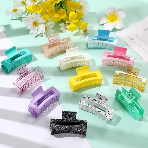 Hotop 50 Pcs Cute Hair Claw Clips Set Nonslip Square Clips Colorful Rectangle Hair Accessories for Women(3.4 Inch,Vibrant Color)