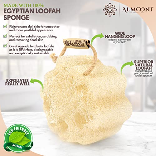 Almooni Mini Natural Loofah Sponge - Real Egyptian Shower Exfoliating Loofah - Small Loofah Scrubber for The Perfect Grip - 3 Count(1 Pack)