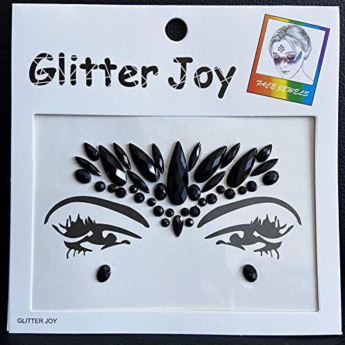 Face Gems Jewels, Festival Face Jewels Tattoo Stickers,Face Gems Stick on, Body Gem Stones Temporary Face Tattoos for Festival,4-Pack, Black