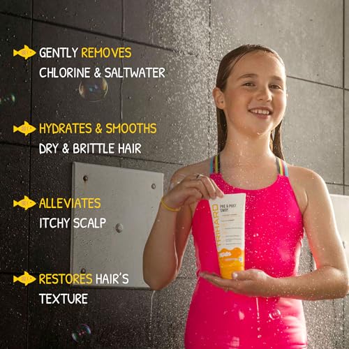 TRIHARD Kids Swim Conditioner, Chlorine Defense Pre and Post Swim Hair Protection from Chlorine, Saltwater, and Hard Water Chemicals, Hydrating Children¡¯s Conditioner for Pool and Ocean