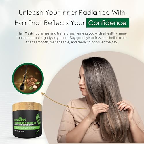 Herbishh Argan Hair Mask-Deep Conditioning & Hydration For Healthier Looking Hair for very Dry, Weak, Stressed Out Hair, No Sulphates, No Parabens
