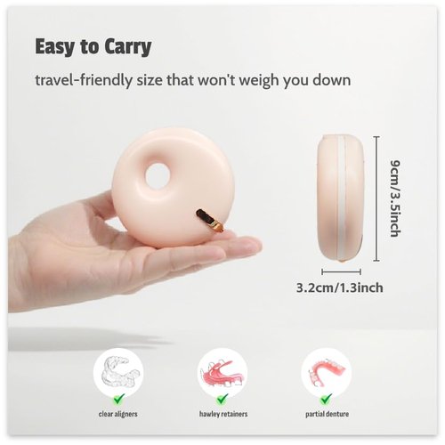 Maobuli Cute Retainer Case for Women, Small Aligner Box for Travel, Stylish Night Guard Container, Sleek Retainer Holder Compatible with Invisalign (Pink)