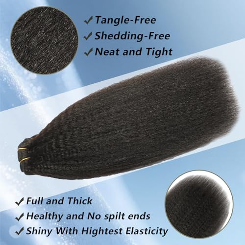 22 Inch 12A Clip In Hair Extensions Real Human Hair 100g 7pcs Yaki Straight Clip ins Human Hair Extensions for women 100% Unprocessed Brazilian Virgin Hair clip ins Natural Black Hair
