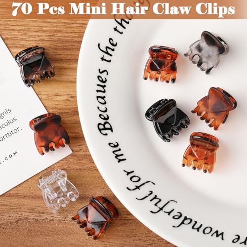 70 Pcs Mini Hair Claw Clips, Small Hair Clips for Women Girls, Non Slip Tiny Jaw Claw with Compartment Box, 7 Colors