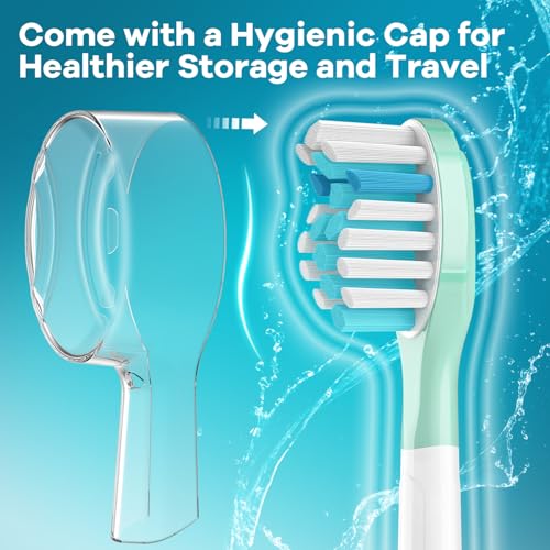 Aoremon Replacement Heads for Sonciare C3: Toothbrush Heads fit for Philips Sonicare 2 Series 3 Series ProtectiveClean DiamondClean FlexCare HealthyWhite 4100 5100 6100 G3 W3 C2 G2 C1, 4 Count,White