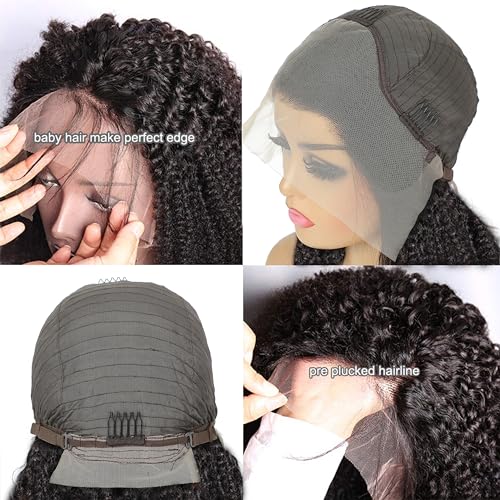 30 Inch Kinkycurly Human Hair Wig - 13x4 HD Lace Front, 180 Density, Glueless, Pre-Plucked Brazilian Virgin Hair for Black Women
