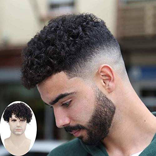 Toupee for Men European Human Hair Replacement System Hairpieces Soft Thin Super Full Swiss Lace Toupee 10¡±x8¡± Base Small Curly Natural Black Color
