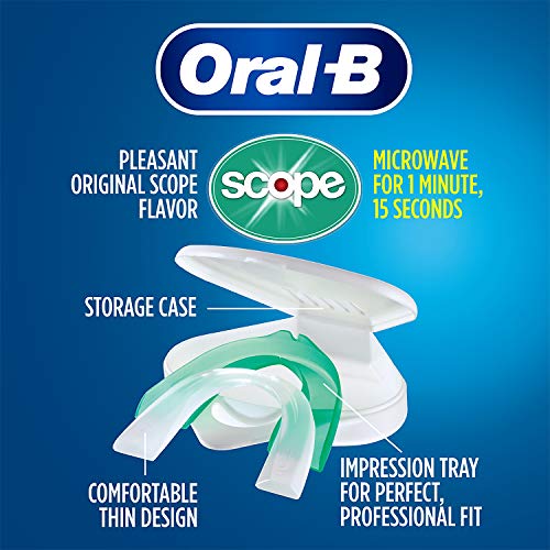 Oral-B Mouth Guard for Grinding Teeth at Night - Nighttime Dental Guard for Sleeping ? Moldable Night Guard with Scope Mint Flavor ? Less Than 3-Minutes for Custom Teeth Protection