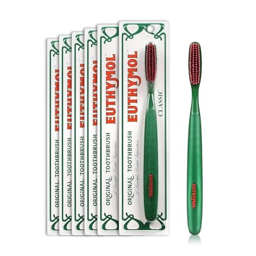 Euthymol Original Toothbrush (Classic, 6 Count) - Extra-Large, Wide, Soft Bristles for Sensitive Teeth, Gums. Effective, Gentle, Quick Cleaning.