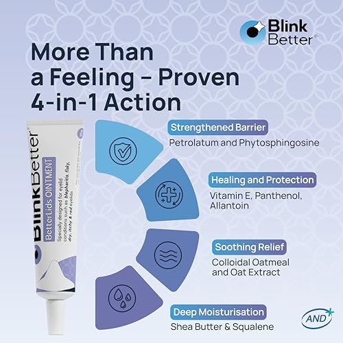 BetterLids Eyelid Ointment ? Intense Oat Complex with Shea Butter & Panthenol - Hydrates, Nourishes & Soothes ? Moisturizing Care for Dry, Itchy, Red, Sensitive, Flaky Skin Around the Eyes - 0.35 oz