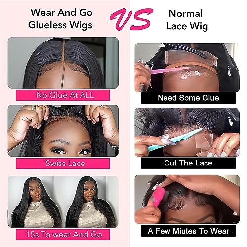 Wear and Go Glueless Wig for Beginners 5x5 Hd Lace Closure Wigs Human Hair Glueless Wigs Human Hair Pre Plucked Pre Cut Body Wave Lace Front Wigs Human Hair Frontal Wigs Human Hair Bleched Knots