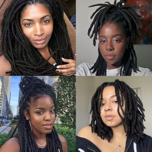 Loc Extensions Human Hair,20 Inch 0.6cm Pencle Size Dreadlock Extensions Human Hair for Women Men Full Handmade Permanent Dreads Locs(Natural Black 40 Strands)