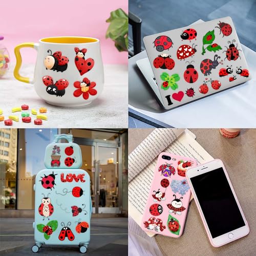 96PCS Ladybug Pre-Cut Temporary Tattoos for Kids - Cute Lady Beetle Bug Tattoos, Party Favors, Birthday Decorations, Classroom Rewards, Halloween Gifts for Boys & Girls