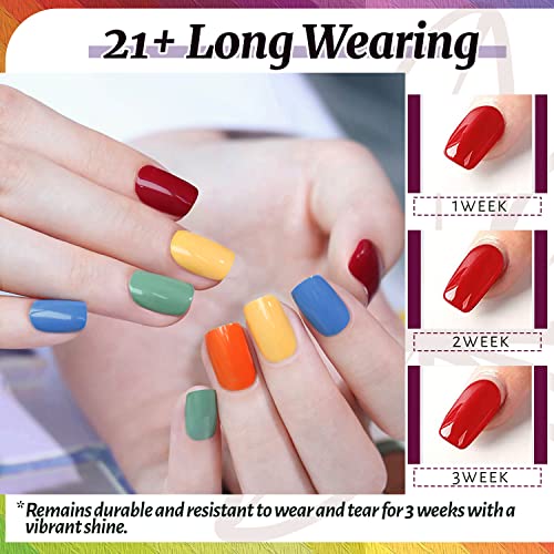 JEWHITENY 45 PCS Gel Nail Kit with 42 Colors Nail Polish Set Green Blue Red Pink Collection Gifts for Women