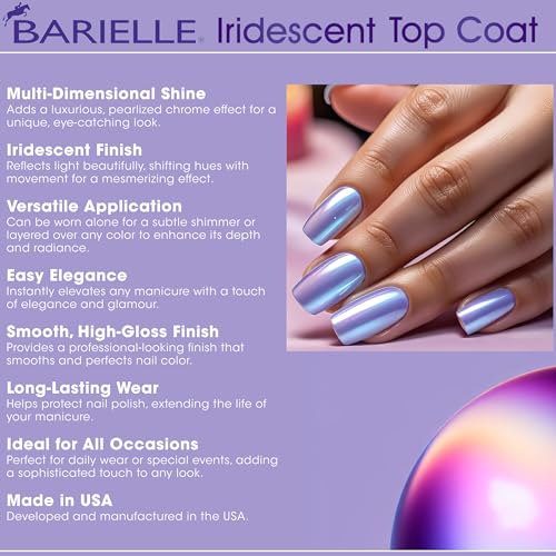 BARIELLE Iridescent Top Coat .47 oz. - Pearlized Chrome Glaze Nail Polish Top Coat