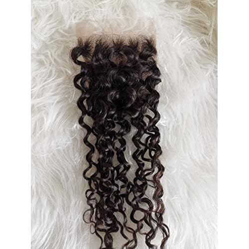 Clytie One Donor Raw Curly 4x4 Mediun Brown Swiss Lace Closure Indian Temple Hair Cuticle Aligned Unprocessed Virgin Hair Piece (4x4 18" closure)