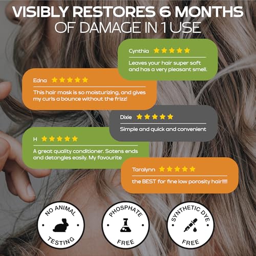 Keratin Hair Mask for Dry, Damaged or Long Hair - Deep Conditioner Masque with Protein, Coconut, Jojoba & Avocado Oil ? Collagen Treatment for Hair Growth & Hydration, Split Ends Repair, Color-Safe