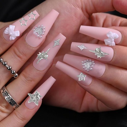 100pcs Star Charms for Nails Star Nail Charms Star Charms Y2K Nail Charms 3D Alloy Nail Stars Nail Rhinestones Nail Charms and Gems for Women and Girls Nail Design(13 Styles)