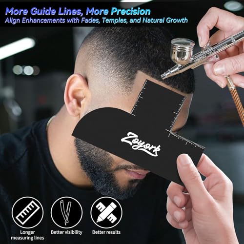Barber Enhancement Card ? Hairline Stencil with Right Angle & Long Straight Edges ? Haircut Template with Extra Guide Lines ? Reusable Tool for Line-Ups, Fades & Edge-Ups (Black)