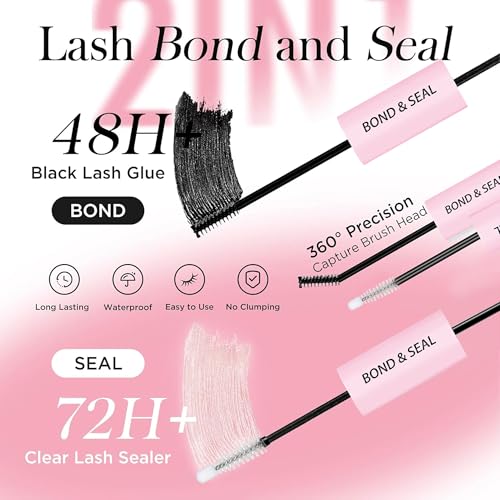 Lash Clusters Kit 150D+200D Thick Lash Clusters Eyelash Extension Kit 12-20mm Individual Lashes Kit with Lash Bond and Seal, Lash Tweezers for DIY Lashes Extension by INSPEAUTY