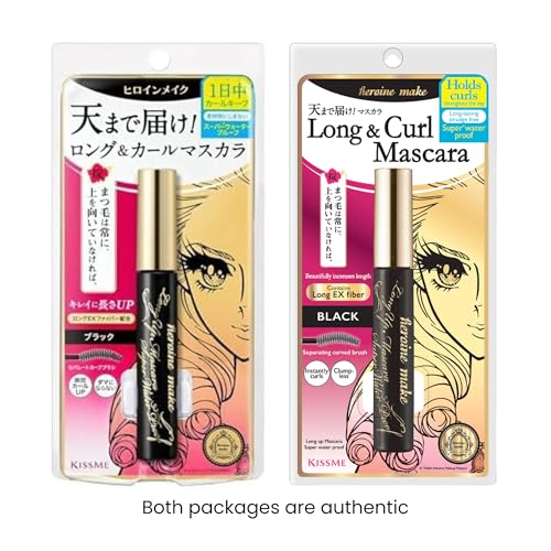 HEROINE MAKE by KISSME Waterproof Mascara Black | Tubing Mascara Volume and Length by Defining Fiber for Long and Curl Eye Makeup for Women, Made in Japan, Black, 1 EA
