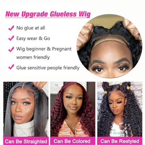 Wear and Go Glueless Wigs Human Hair Pre Plucked Pre Cut 4x4 Lace Front Wigs for Black Women Glueless for Beginners Curly Human Hair Wig (30 Inch)