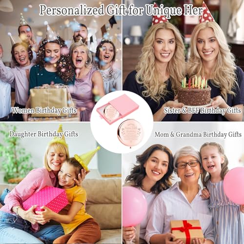 Birthday Gifts for Women Makeup Mirror 10th-85th Birthday Gifts for Sister Mom BFF Daughter Grandma Granddaughter - Milestone Birthday Presents 2-in-1 Compact Mirror (15th Birthday)