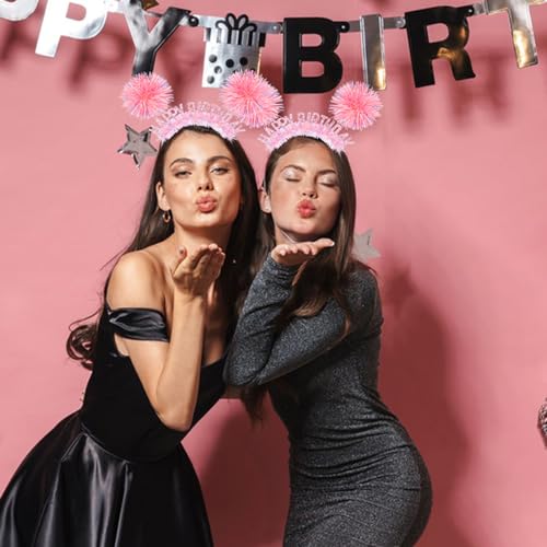CAVETEE Birthday Crown, Happy Birthday Headband for Women Happy Birthday Decorations for Women Birthday Gifts