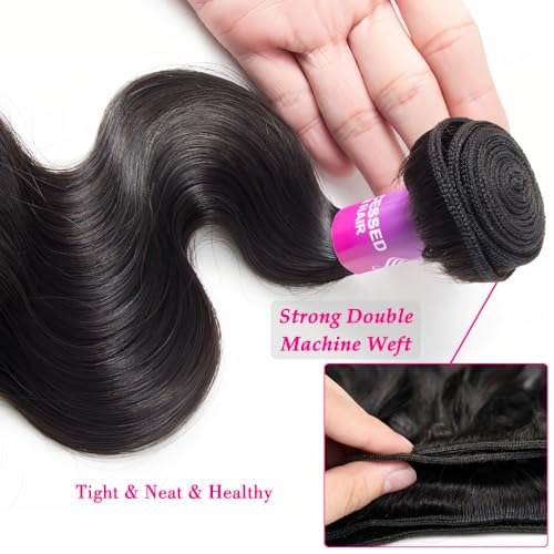 12A Human Hair Bundles 100g Body Wave Bundles Human Hair Extensions 18 Inch Brazilian Virgin Body Wave 1 Piece Deal Unprocessed Brazilian Quick Weave Extensions Natural Black