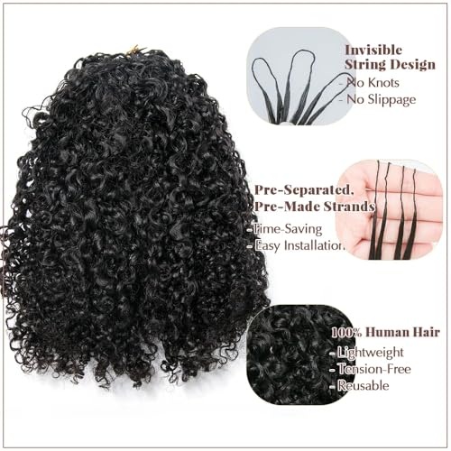 Afro Kinky Curly Feather Crochet Braid Human Hair Extensions Knotless Pre-Separated Crochet Hair Extensions Human Hair Natural Color 18inch 120g