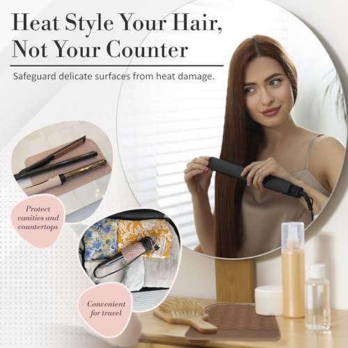 Heat Resistant Mat - Curling Iron Holder - Straightener pad - Flat Iron Holder - Silicone Mat for Hair Tools - Hot Tool Mat - Salon Tools - Hot Iron Holster - Vanity Mat - Vanity Accessories for Women