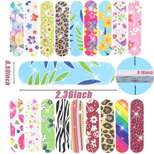 100-Pack 180 Grit Double Sided Disposable Nail Files & Emery Boards for Natural Nails - Bulk Mini/Small Grit Nail File Set for Home Salon, Manicure/Pedicure