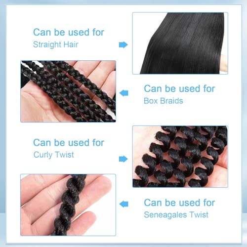 Braiding Hair Pre Stretched 20 Inch 8 Pack Long Professional Pre Stretched Hair For Braiding Soft Yaki Texture Hot Water Setting Synthetic Crochet Braids For Women Girls (20Inch,30#)