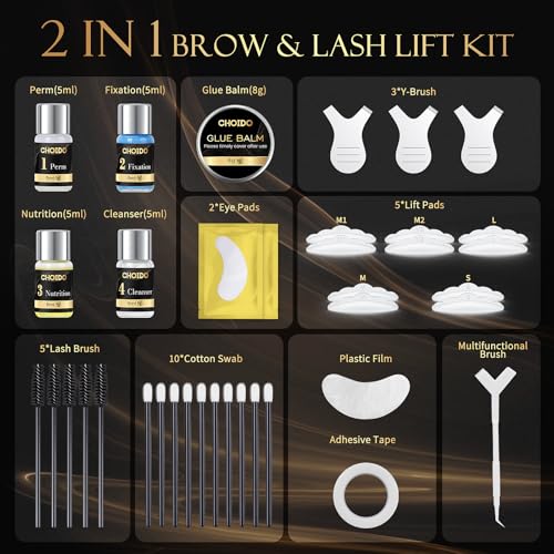 Lash Lift Kit - Eyebrow Lamination Kit, Eyelash Perm Kit, Professional Eyelash Curling Lash Extension & Eyebrow Lift 2 in 1 Kit, Eyelash Lift Kit Easy to Use at Home Diy & Salon, Lasts For 6-8 Weeks