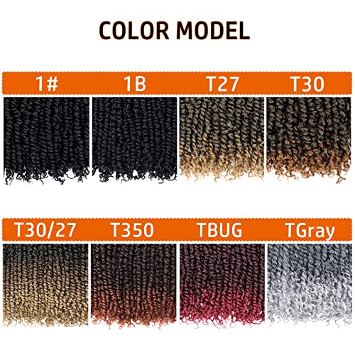 Passion Twist Hair 18 Inch Pre-twisted Passion Twist Crochet Hair for Women Pre-looped Water Wave Crochet Braids Bohemian Curly Crochet Hair Synthetic Hair Extensions 8 packs 1B/Gray