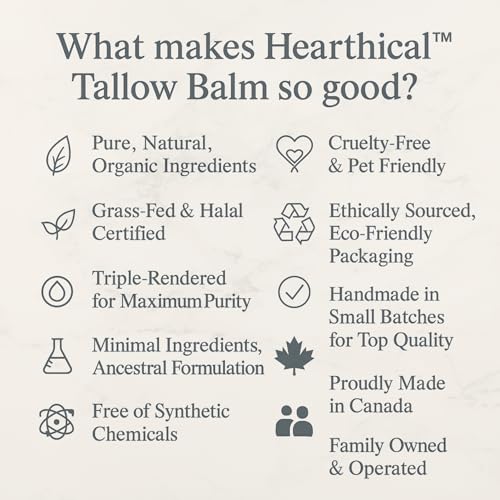 JUST Tallow - No Added Ingredient - 70 g Halal Grass Fed Beef Tallow For Skin - Organic Beef Tallow Moisturizer ? Beef Tallow Face Moisturizer & Beef Tallow Balm For Face ? Unscented
