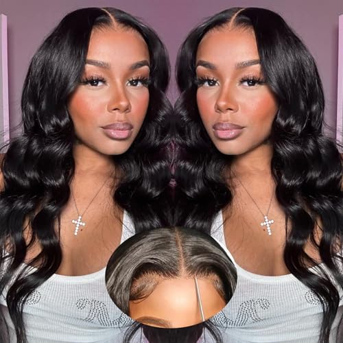 28 Inch 5x5 HD Lace Closure Wigs Human Hair Glueless Wigs Pre Plucked Pre Cut for Beginners 180% Density Body Wave Lace Front Wigs Human Hair Glueless Wear and Go