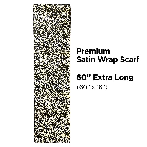 KISS COLORS & CARE Soft Satin Wrap Scarf - Leopard Print, Multi-Purpose, Soft Premium Scarf For Minimizing Frizz, Preventing Breakage & Securing Hair Styles, Wigs & Weaves For All Hair Styles