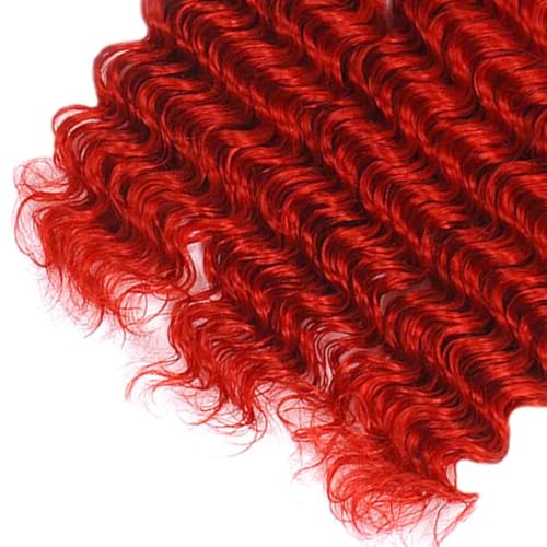 Red Bundles Deep Wave Bundles Human Hair 34 34 34 Inch Unprocessed Brazilian Virgin Hair Weave 3 Bundle Red Deep Wave Human Hair Extensions 50 Grams Per Bundle