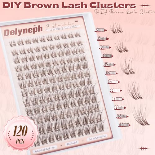 Brown Lash Clusters Wispy Natural Eyelash Clusters C Curl Cluster Eyelash Extensions Pesta?as Postizas Naturales 8-16mm Individual Lashes DIY Cluster Lashes at Home