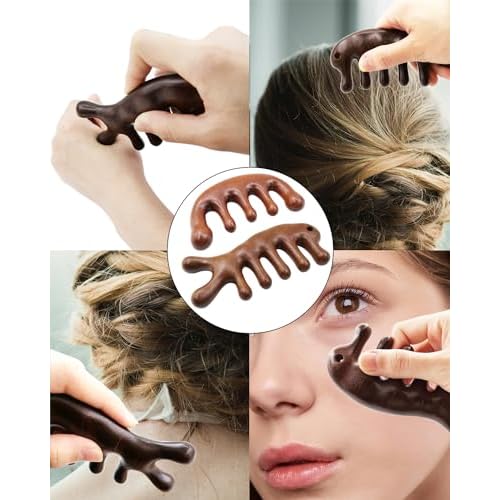 Wooden Scalp Massager Comb for Hair Growth, 2 Pack Wood Wide Tooth Comb for Women Men, Natural Sandalwood Head Massager