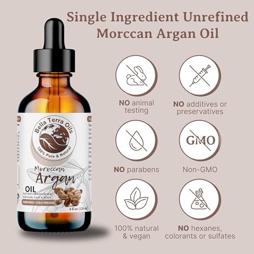 Bella Terra Oils Argan Oil ? 1gallon, Ideal for Hair, Skin, Nails ? 1gallon, Nutrient-Rich, Non-Greasy, Quick Absorbing