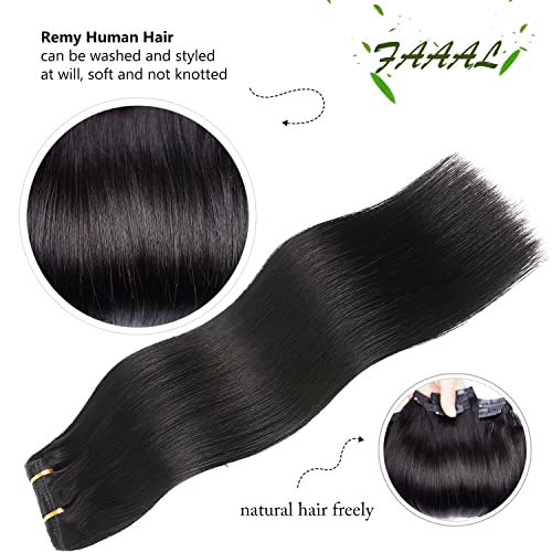 22" Clip in Human Hair Extensions Full Head 200g 10 Pieces 22 Clips 1# Jet Black Double Weft Brazilian Real Remy Hair Extensions Thick Straight Silky (22",200g Jet Black)