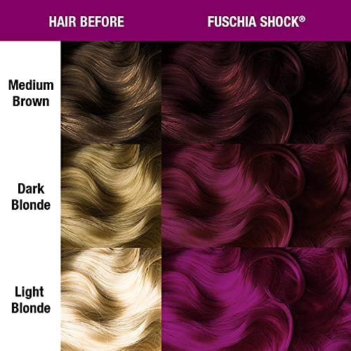 MANIC PANIC Classic Fuschia Shock Semi Permanent Hair Color - Dark Pink Hair Dye for Women & Men That Lasts 4-6 Weeks - Vegan, Ammonia & Cruelty-Free - Create & Mix Custom Shades (3 Pack)